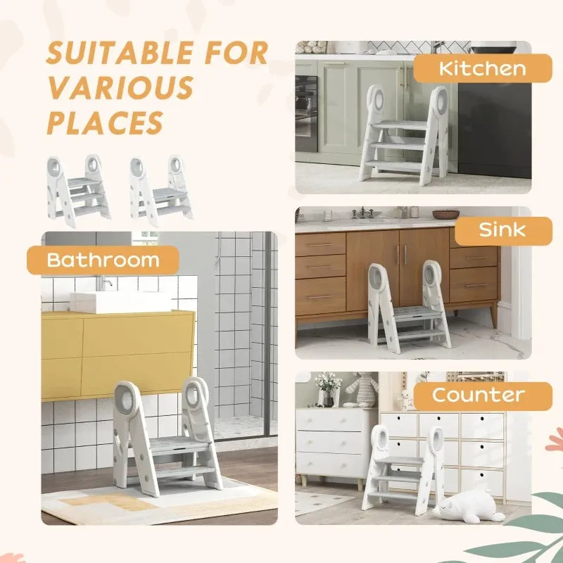 Grey Non-Slip, AIYAPLAY Tower Toddler Handle, Foldable With Non-Slip, Excellent aftercare Adjustable And Worldwide delivery