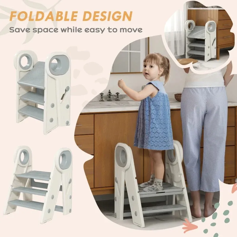 Grey Non-Slip, AIYAPLAY Tower Toddler Handle, Foldable With Non-Slip, Excellent aftercare Adjustable And Worldwide delivery
