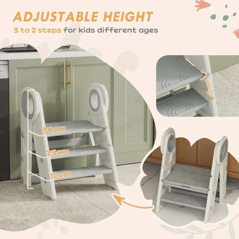 Grey Non-Slip, AIYAPLAY Tower Toddler Handle, Foldable With Non-Slip, Excellent aftercare Adjustable And Worldwide delivery