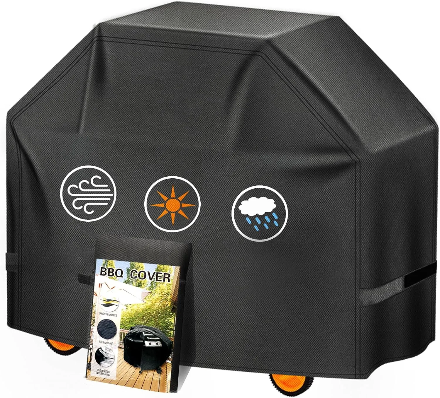 Grill Cover, 58 inch Heavy Duty BBQ Gas Grill Cover for Outdoor Grill, Charbroil Grill Cover Barbecue Waterproof for Weber Char-Broil Monument, Dyna-glo Nexgrill T-Spun Polyester