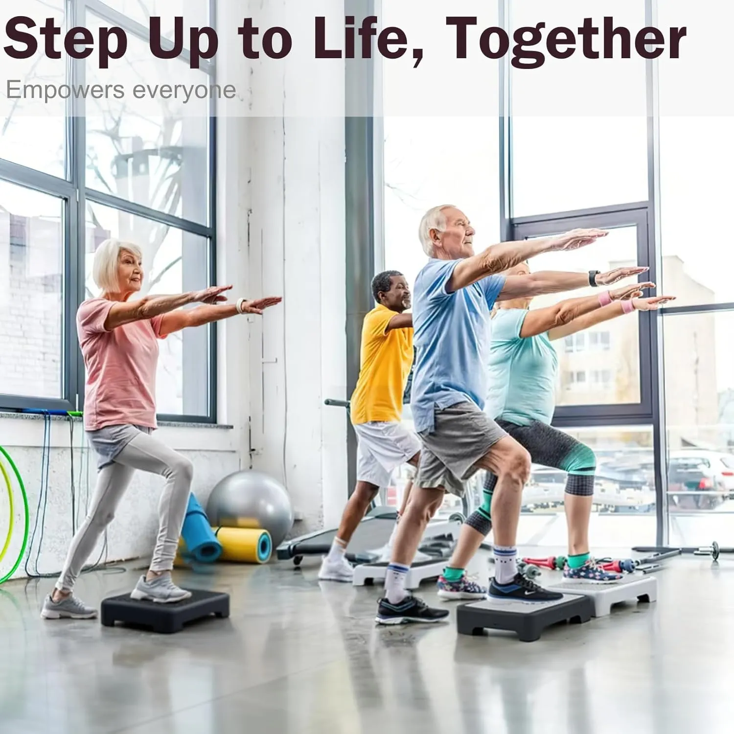 GWNF3.35'' Step Stool – 600lb Capacity Sturdy Lightweight Non-Slip Step Stools for Seniors, Kids & Adults | Wide Mobility Step Stool for Bedside, Car, Kitchen, Bathroom & Daily Use（White-Grey）