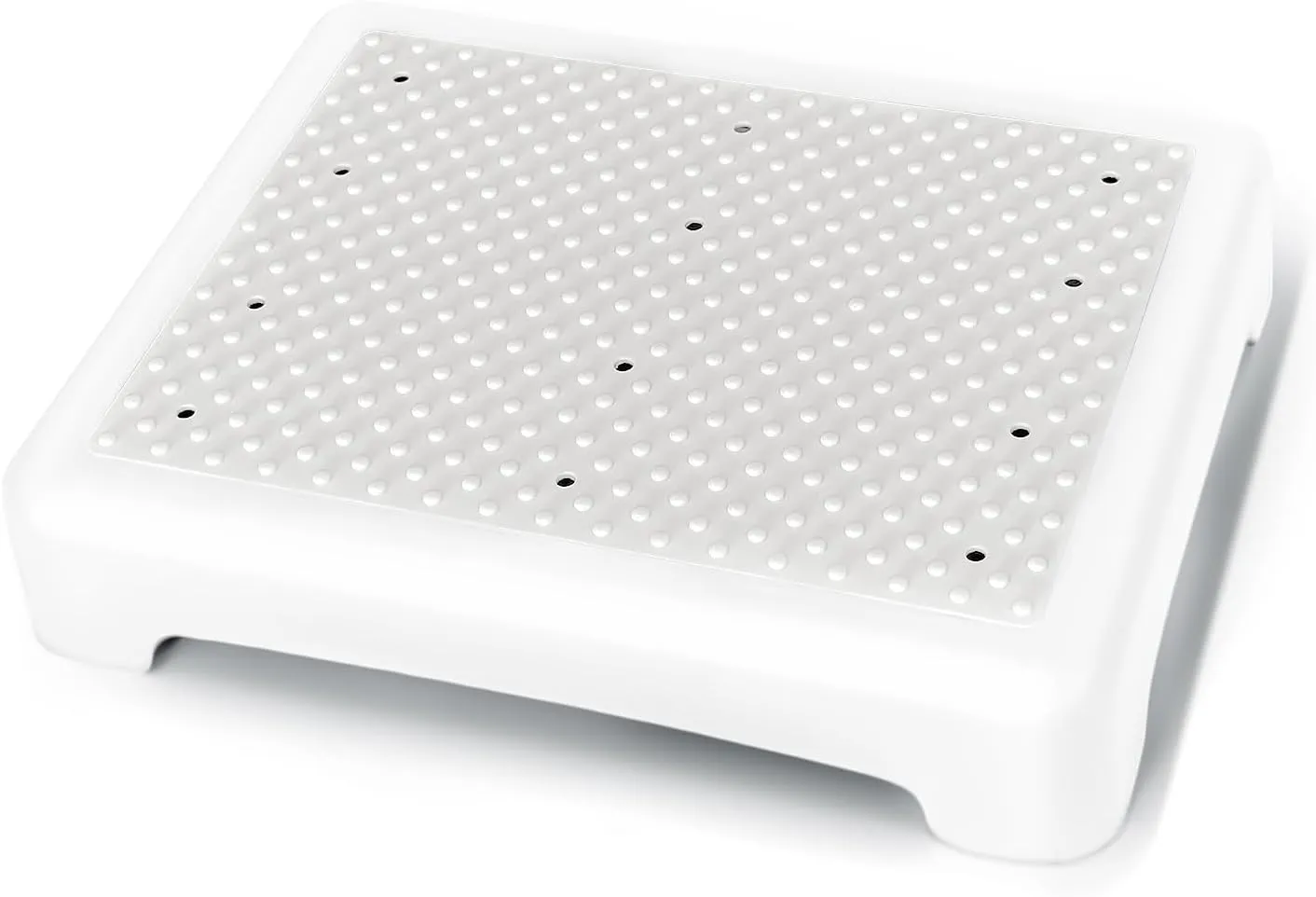 GWNF3.35'' Step Stool – 600lb Capacity Sturdy Lightweight Non-Slip Step Stools for Seniors, Kids & Adults | Wide Mobility Step Stool for Bedside, Car, Kitchen, Bathroom & Daily Use（White-Grey）
