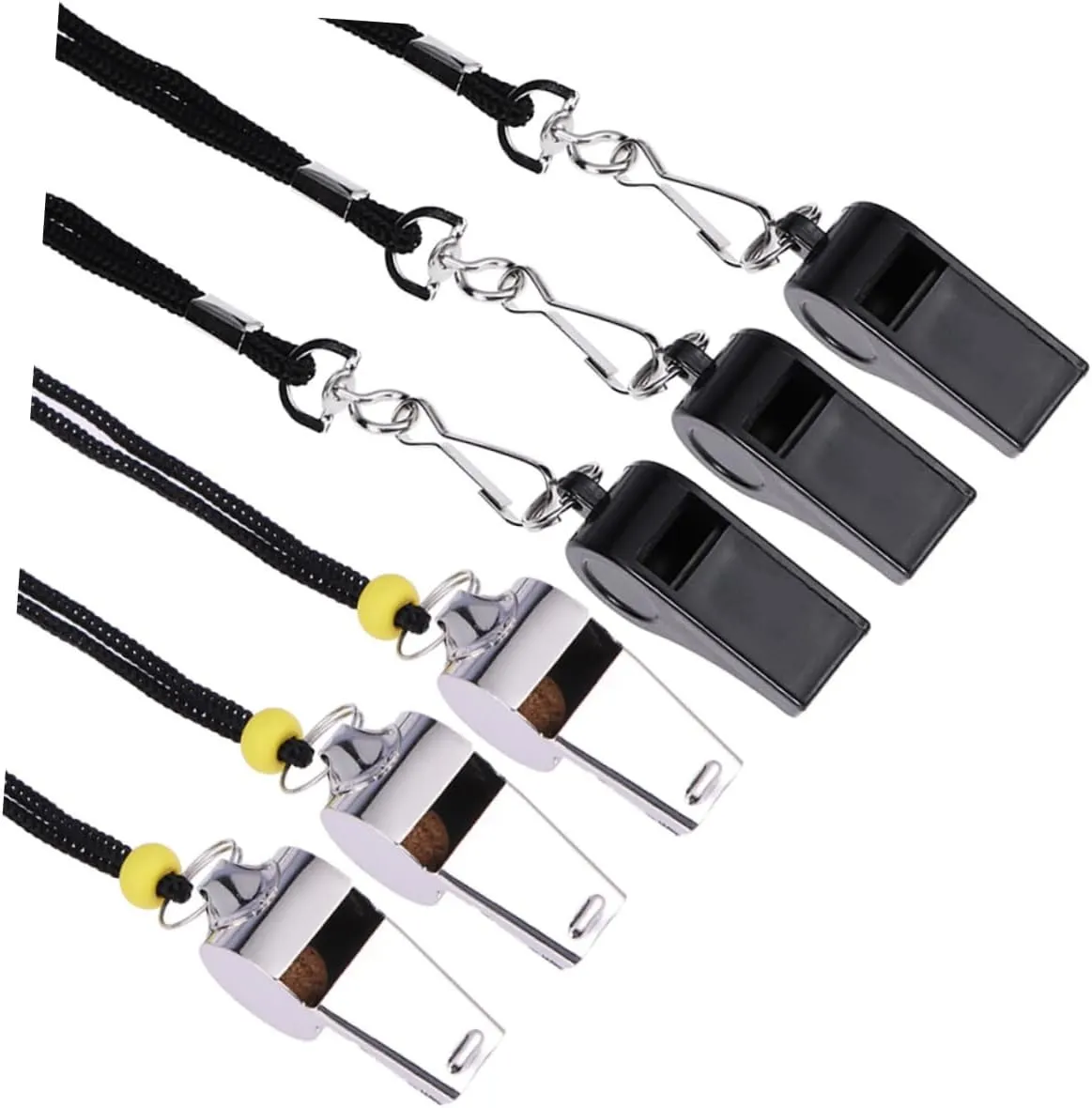HANABASS 12 Pcs Metal Whistles with Rope Loud Whistle Official Whistle Sports Whistle Metal Whistle with Lanyard