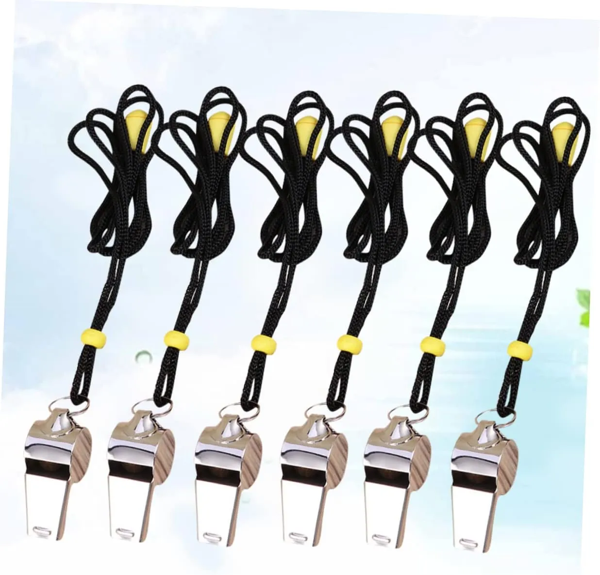 HANABASS 12 Pcs Metal Whistles with Rope Loud Whistle Official Whistle Sports Whistle Metal Whistle with Lanyard