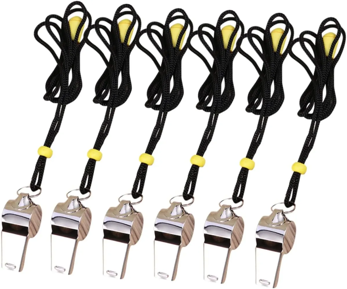 HANABASS 12 Pcs Metal Whistles with Rope Loud Whistle Official Whistle Sports Whistle Metal Whistle with Lanyard