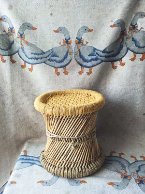 Handmakers Pure Yellow Bamboo Mudda stool for living room