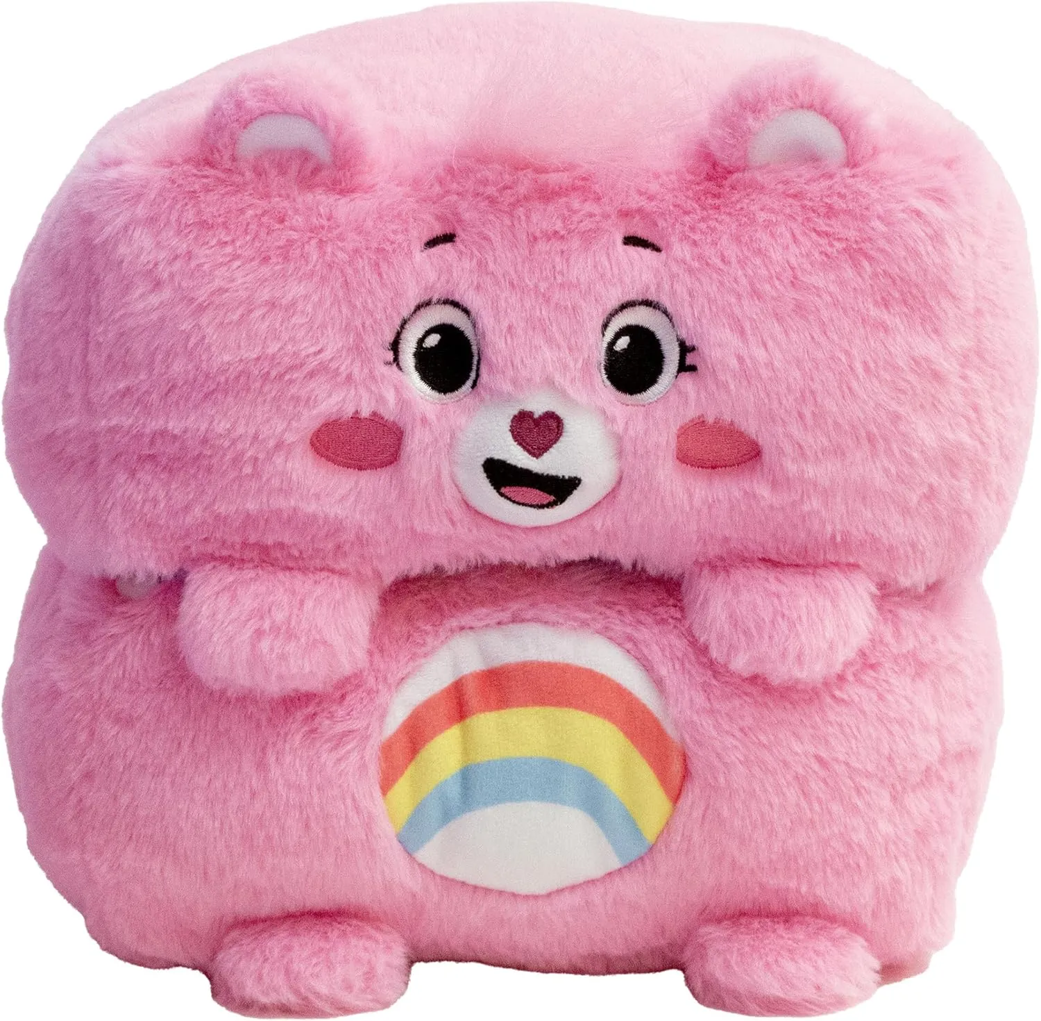 Happy Nappers: Care Bears 10" Pop N' Play Cube - Cheer Bear - Mushmillow Character Unfolds Into A Plush Pillow, Multi-Use, Chair-Footrest, Kids Toy