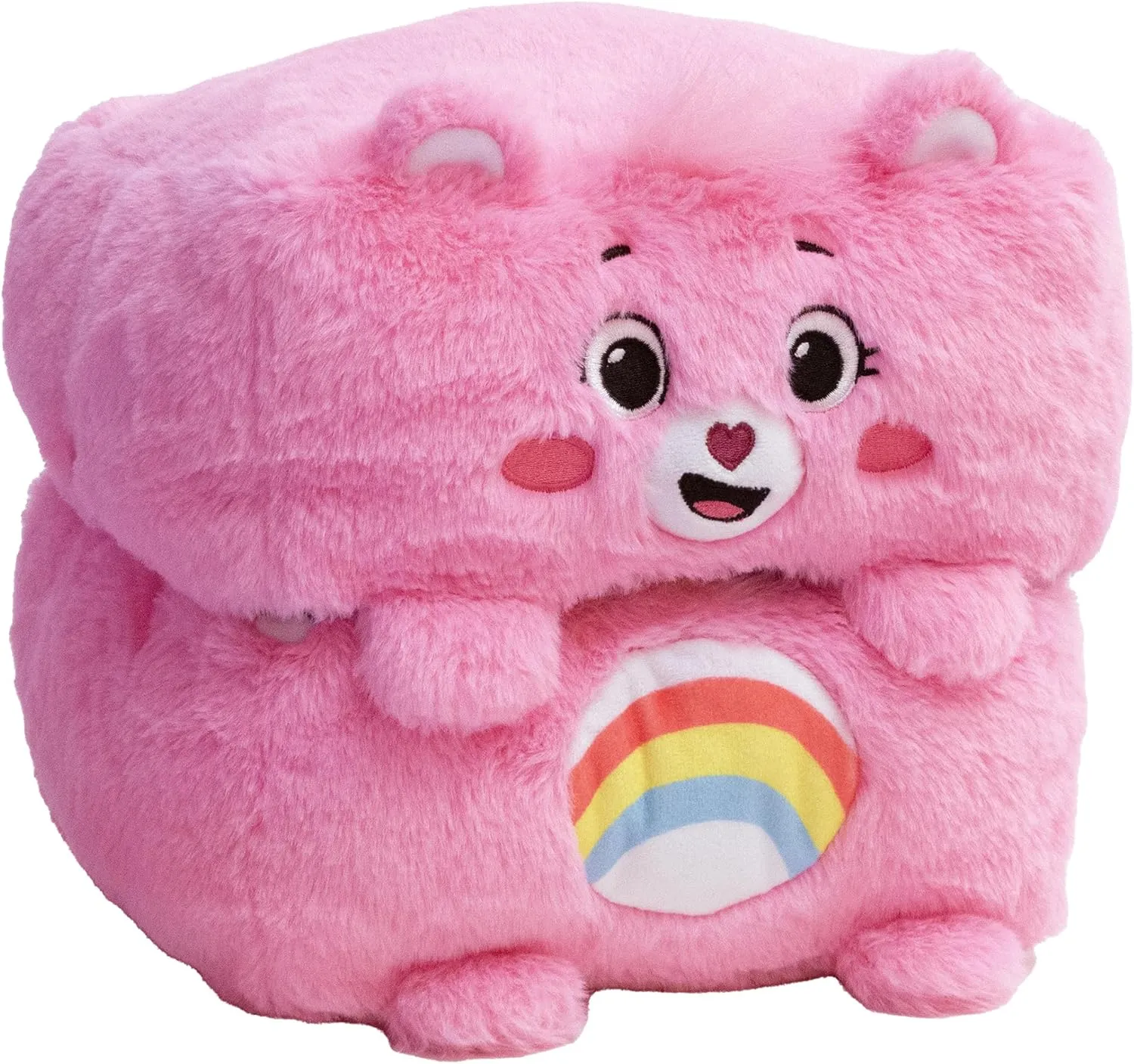 Happy Nappers: Care Bears 10" Pop N' Play Cube - Cheer Bear - Mushmillow Character Unfolds Into A Plush Pillow, Multi-Use, Chair-Footrest, Kids Toy
