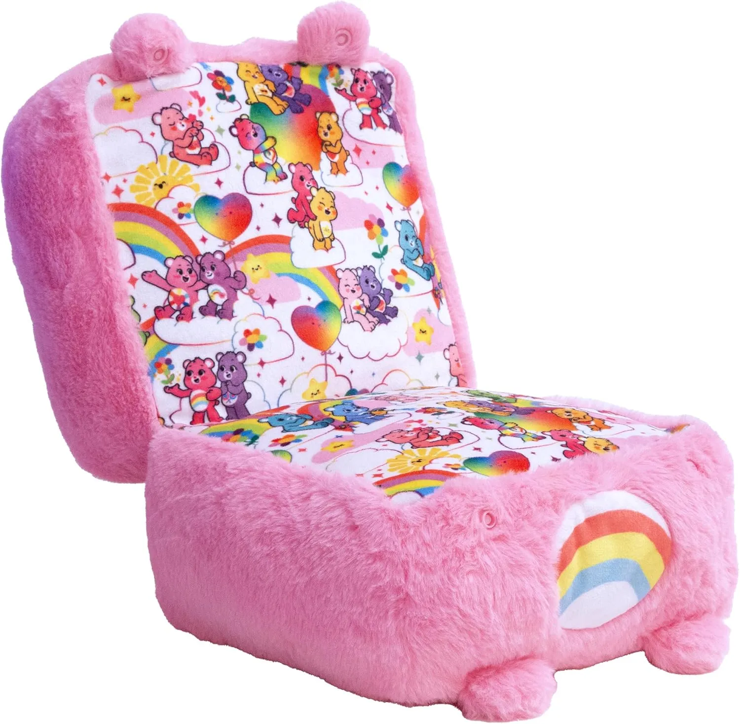 Happy Nappers: Care Bears 10" Pop N' Play Cube - Cheer Bear - Mushmillow Character Unfolds Into A Plush Pillow, Multi-Use, Chair-Footrest, Kids Toy