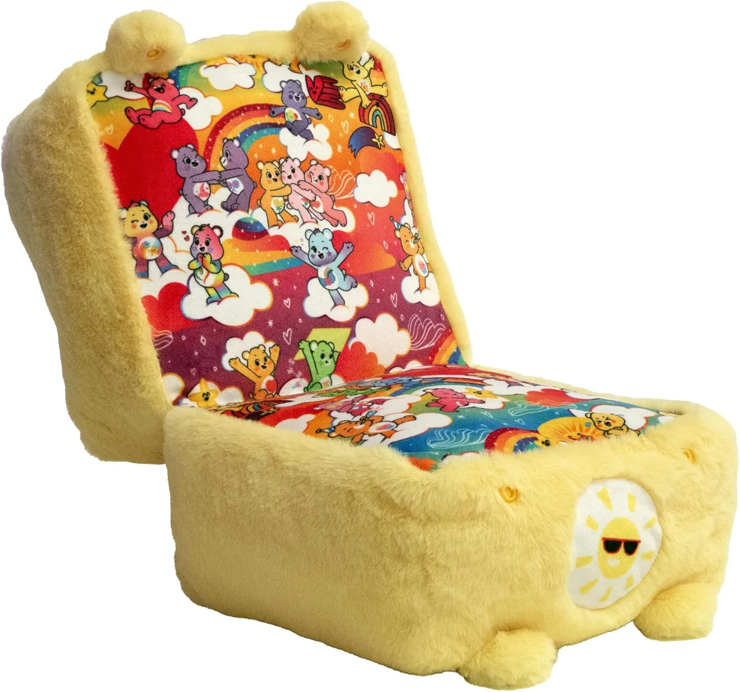 Happy Nappers: Care Bears 10" Pop N' Play Cube - Funshine Bear - Mushmillow Character Unfolds Into A Plush Pillow, Multi-Use, Chair-Footrest