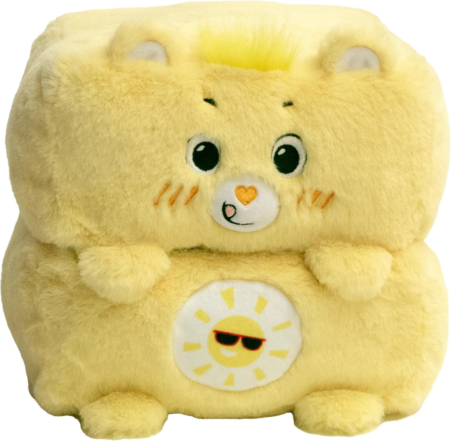Happy Nappers: Care Bears 10" Pop N' Play Cube - Funshine Bear - Mushmillow Character Unfolds Into A Plush Pillow, Multi-Use, Chair-Footrest