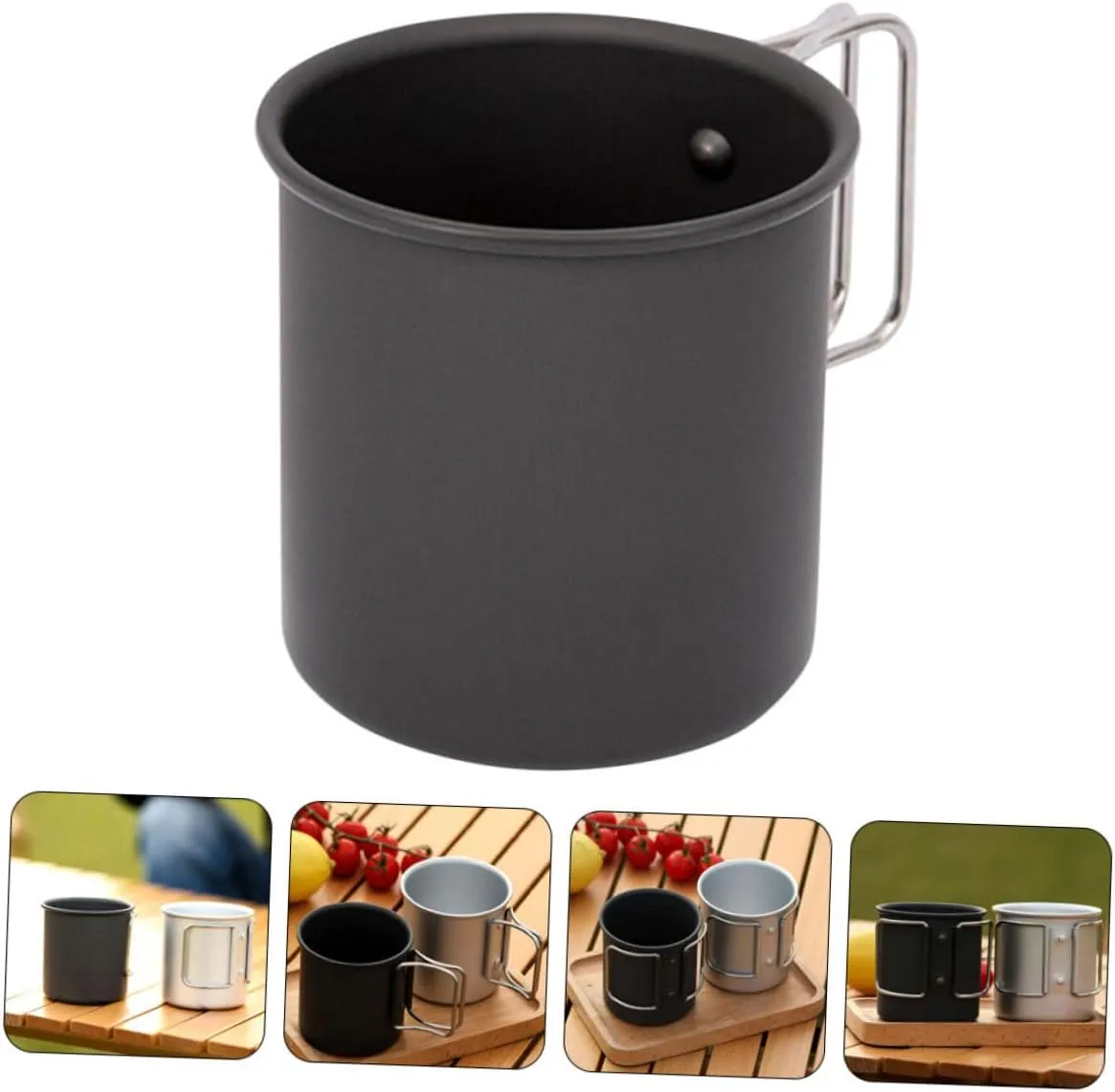 Happyyami 4pcs Camping Mug Multi-function Water Cup Convenient Outdoor Drinking Cup Stainless Steel Aluminum Alloy