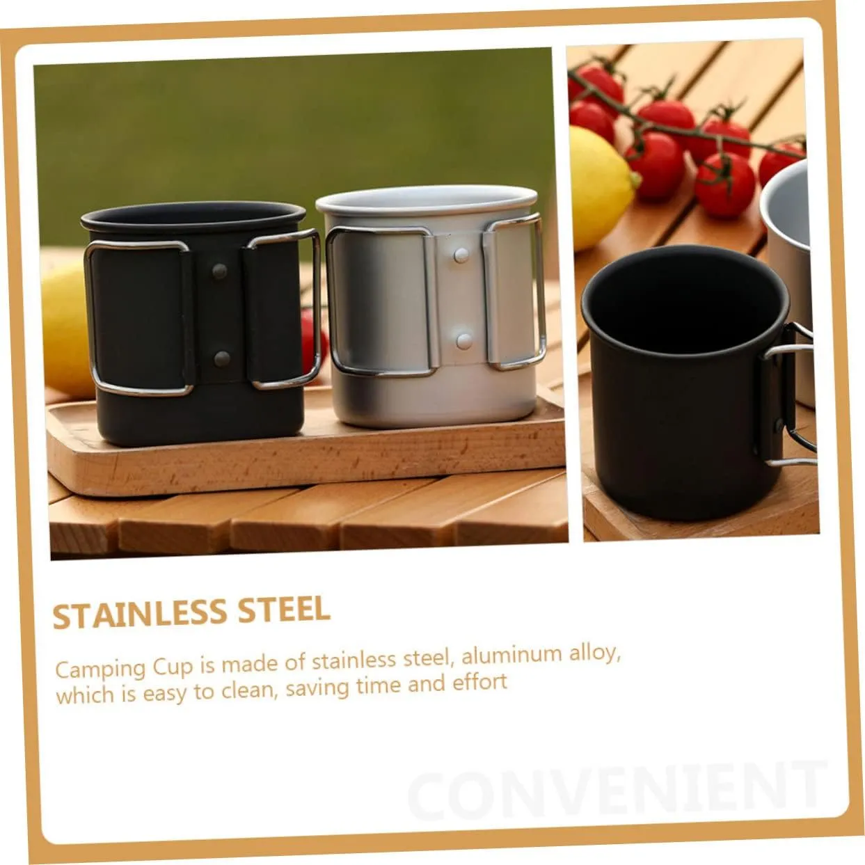 Happyyami 4pcs Camping Mug Multi-function Water Cup Convenient Outdoor Drinking Cup Stainless Steel Aluminum Alloy