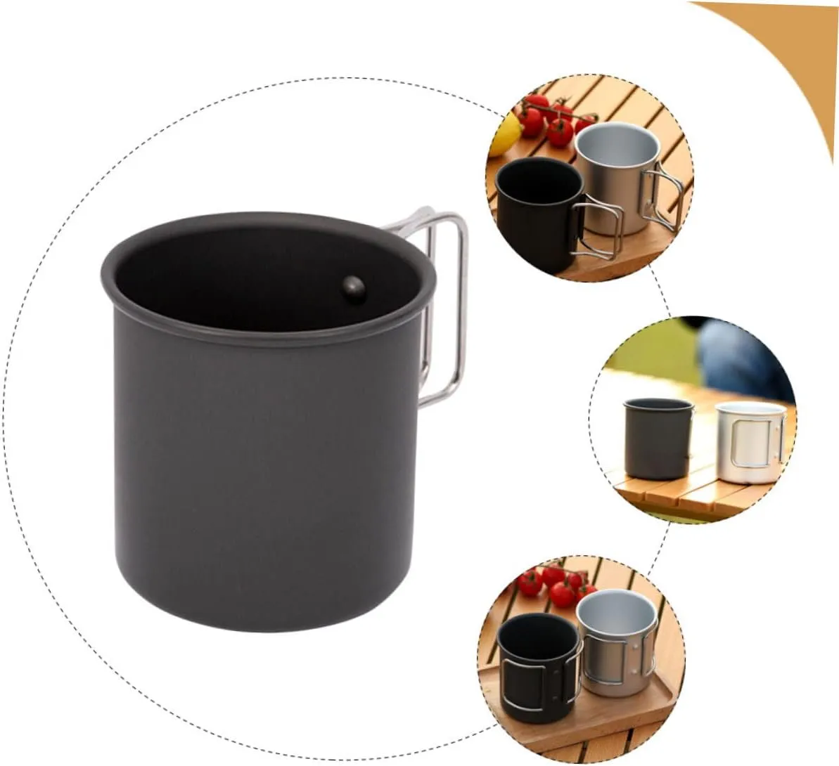 Happyyami 4pcs Camping Mug Multi-function Water Cup Convenient Outdoor Drinking Cup Stainless Steel Aluminum Alloy