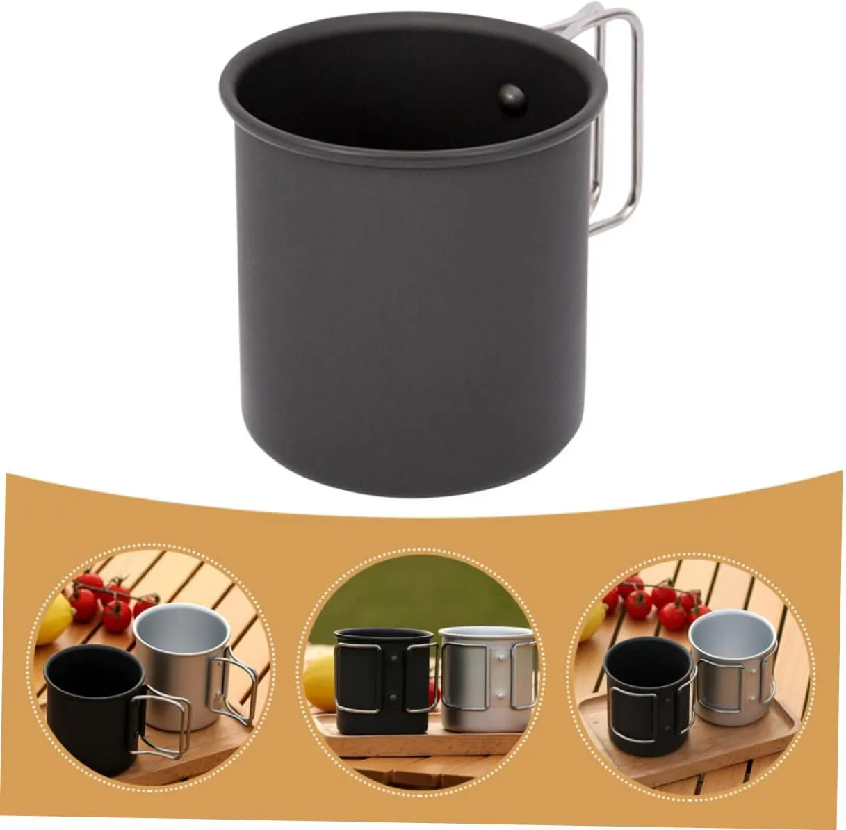 Happyyami 4pcs Camping Mug Multi-function Water Cup Convenient Outdoor Drinking Cup Stainless Steel Aluminum Alloy