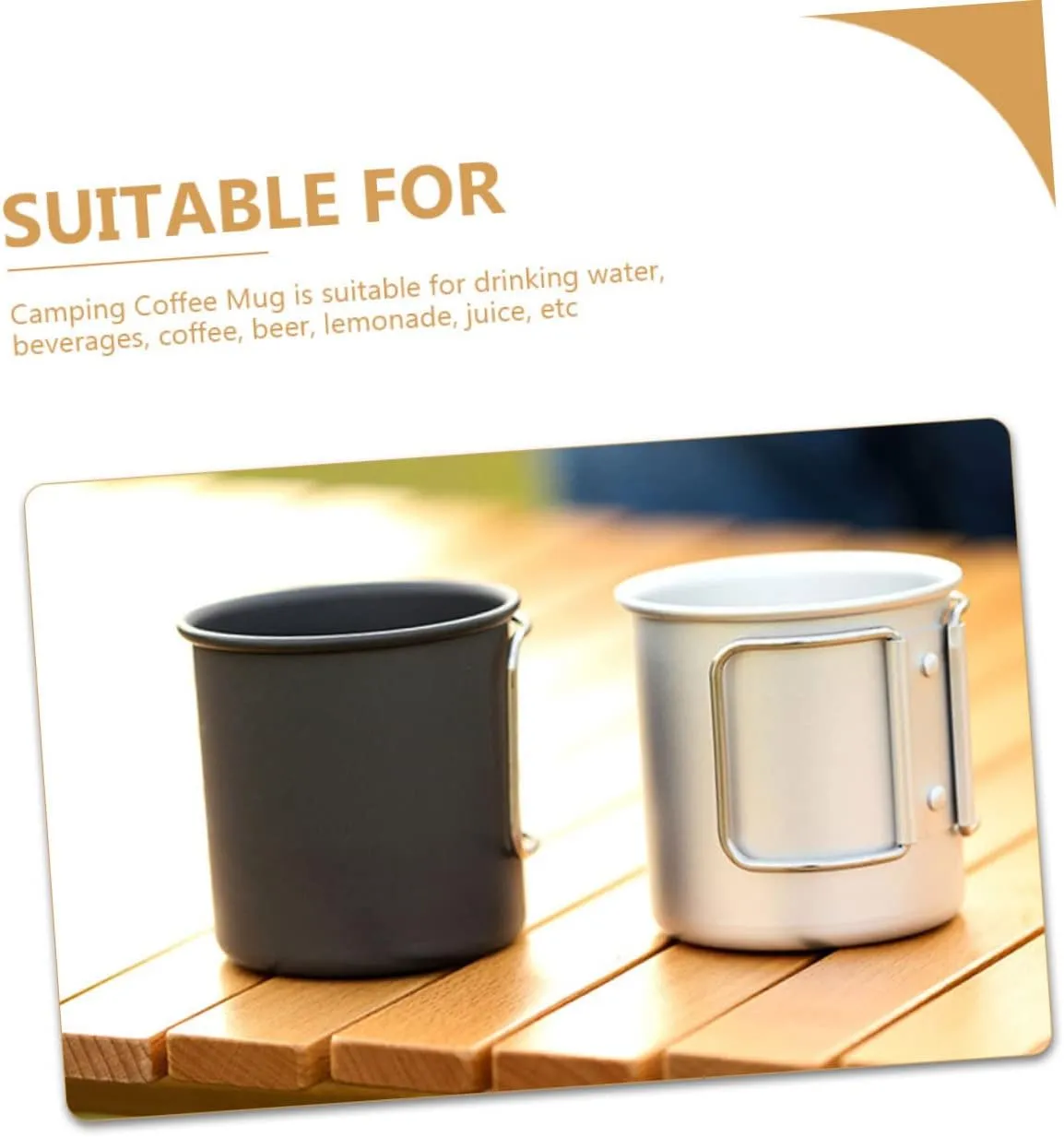 Happyyami 4pcs Camping Mug Multi-function Water Cup Convenient Outdoor Drinking Cup Stainless Steel Aluminum Alloy
