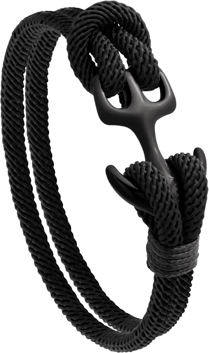 HAQUIL Black Paracord Anchor Bracelet | Unisex Nautical Rope Design, Secure Hook Closure