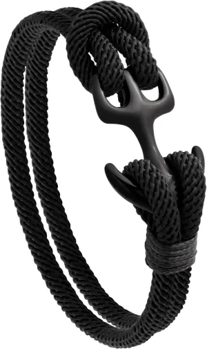 HAQUIL Black Paracord Anchor Bracelet | Unisex Nautical Rope Design, Secure Hook Closure