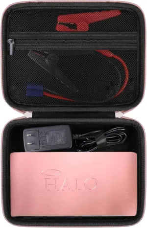 Hard Carrying Case for Halo Bolt 58830/44400/ 57720 mWh Portable Phone Laptop Charger Car Jump Starter, Power Bank Storage Holder with Mesh Pocket for AC Outlet, Car Charger, Rose Gold