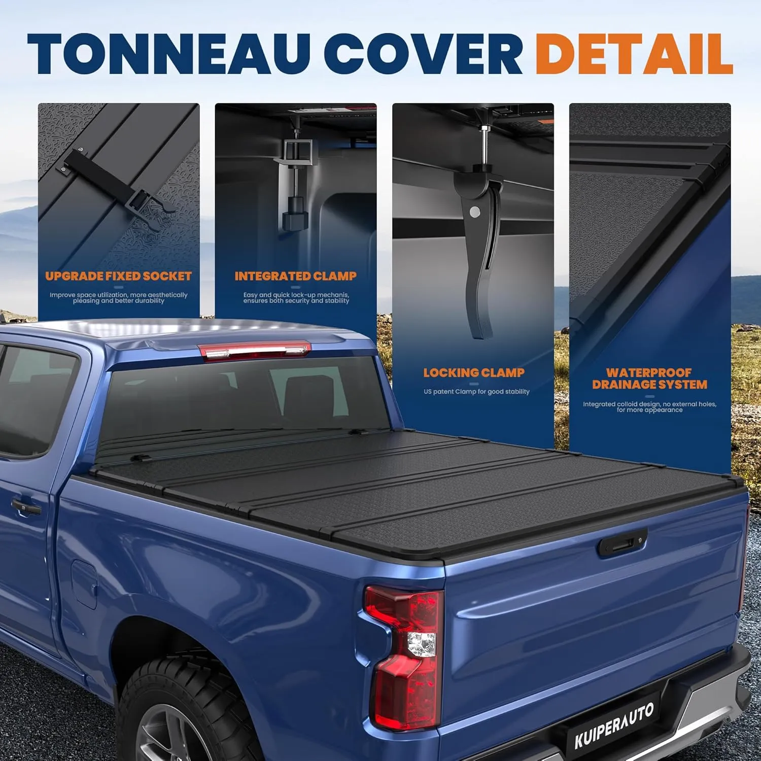 Hard Folding Quad 4-Fold Tonneau Cover Compatible with 2024 2025 Chevy Silverado GMC Sierra 1500/2019-2023 Chevy Silverado GMC Sierra 1500 (ONLY New Body) Fleetside 5.8FT Truck Bed Cover