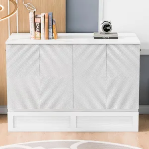 Harper & Bright Designs Full Size Murphy Bed Cabinet Wall Bed, Solid Pine Murphy Bed Chest with USB, Charging Station and Large Storage Drawer for Home Office- White