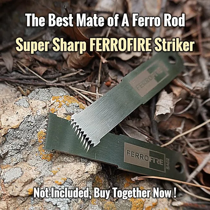 Heavy-Duty Classic 4 Inch Drilled Ferro Rods Flint and Steel Ferrocerium Rod with A Lanyard Hole for DIY Fire Starting Tools in Camping Emergency Hiking Fishing Bushcraft Survival