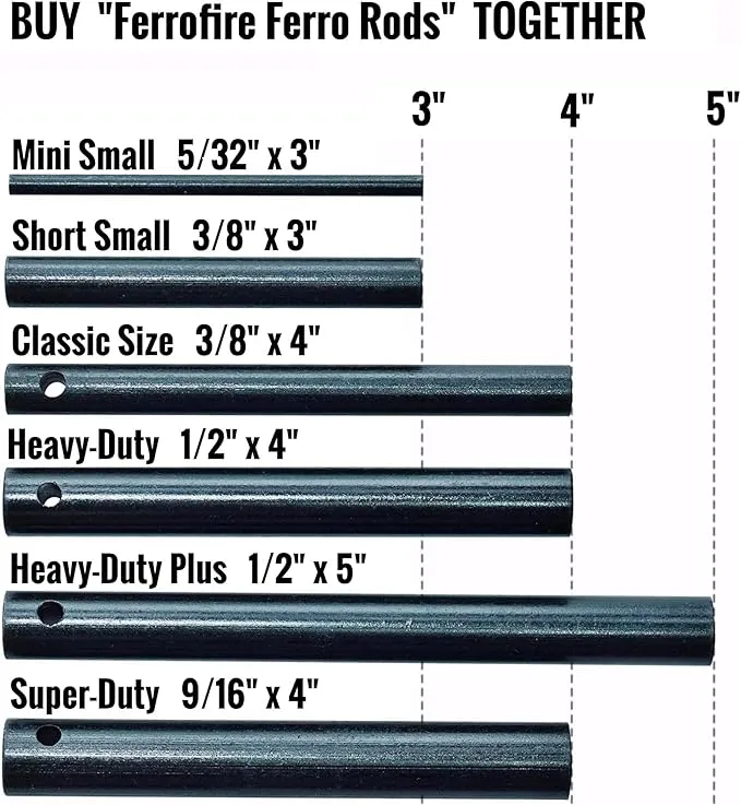 Heavy-Duty Classic 4 Inch Drilled Ferro Rods Flint and Steel Ferrocerium Rod with A Lanyard Hole for DIY Fire Starting Tools in Camping Emergency Hiking Fishing Bushcraft Survival