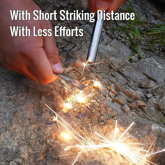 Heavy-Duty Classic 4 Inch Drilled Ferro Rods Flint and Steel Ferrocerium Rod with A Lanyard Hole for DIY Fire Starting Tools in Camping Emergency Hiking Fishing Bushcraft Survival