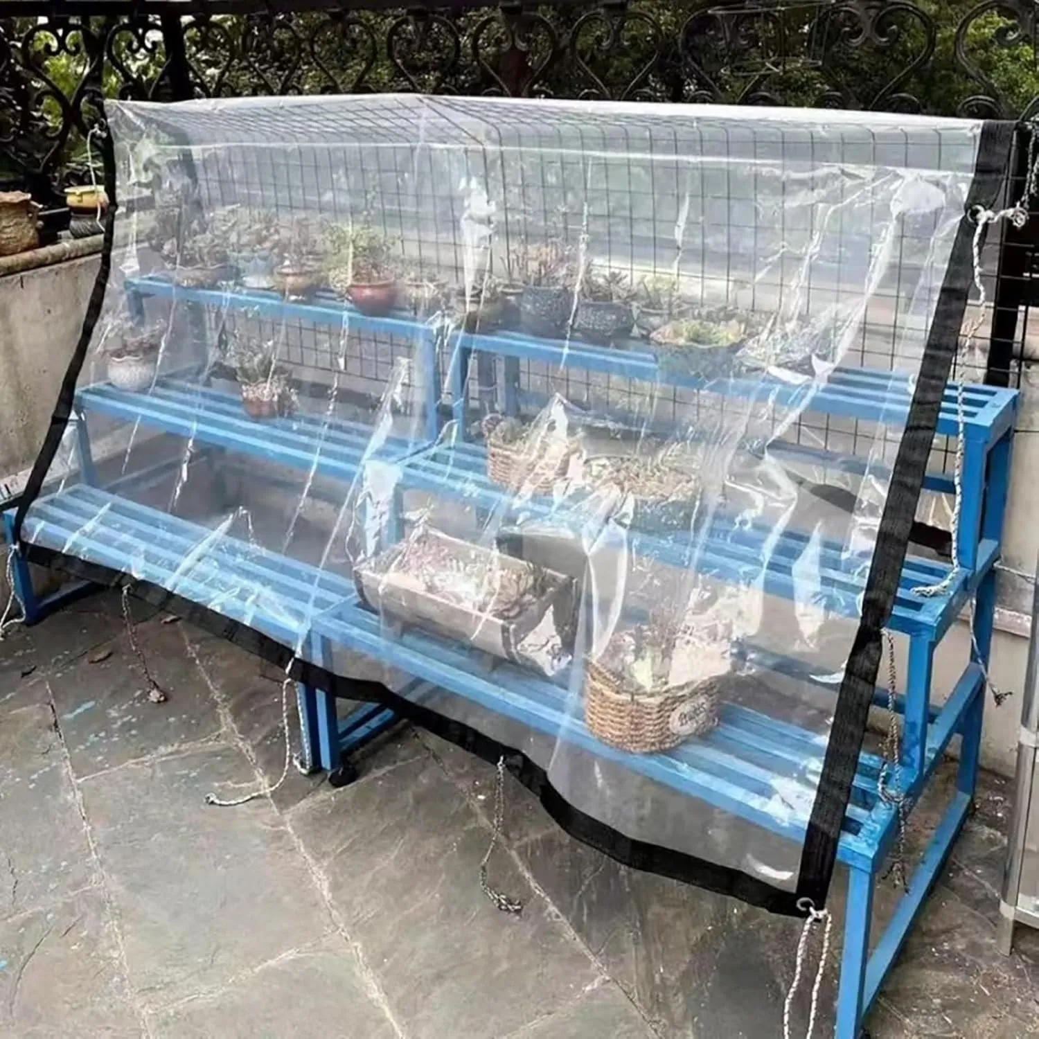 Heavy Duty Clear-Waterproof-Tarps-Outdoor.7 * 10ft 7 * 13ft,7 * 16ft,Tarpaulin Transparent of Patio,Clear Plastic Tarp for Garden Winter(10x16 ft(3x5m))