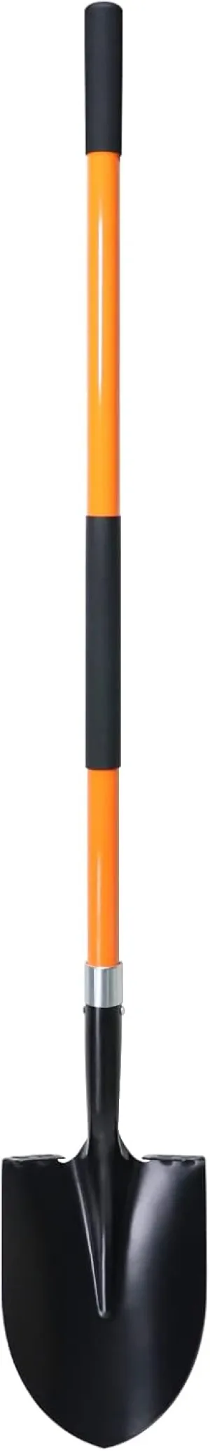 Heavy Duty Gardening Shovel, 56 Inch Round Blade with Fiberglass Handle (Orange)