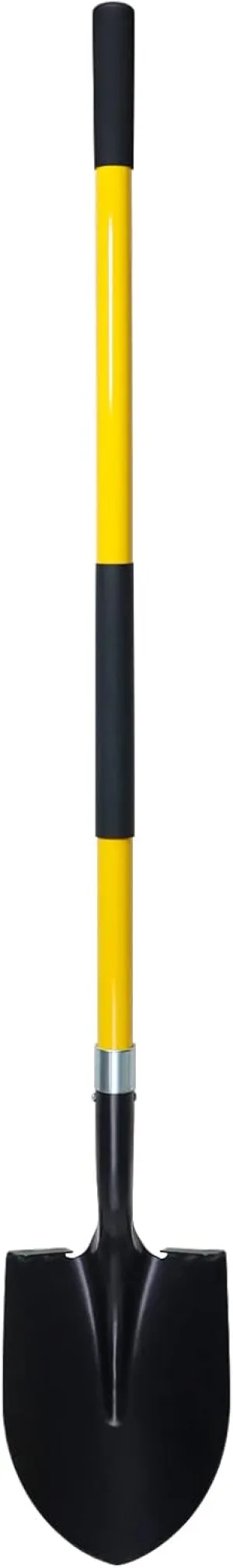 Heavy Duty Gardening Shovel, 56 Inch Round Blade with Fiberglass Handle (Yellow)