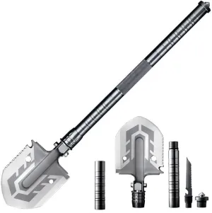 Heavy Duty Metal Outdoor Shovel for Hunting, Camping, Hiking, Fishing and Snowshoeing, Silver