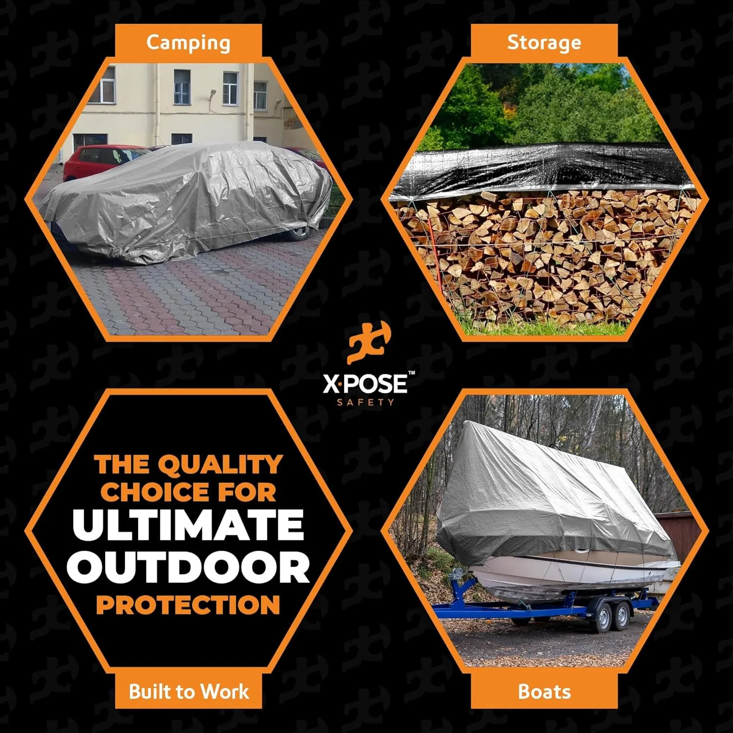Heavy Duty Poly Tarp - 20' x 35' - 10 Mil Thick Waterproof, UV Blocking Protective Cover - Reversible Silver and Black - Laminated Coating - Grommets - by Xpose Safety