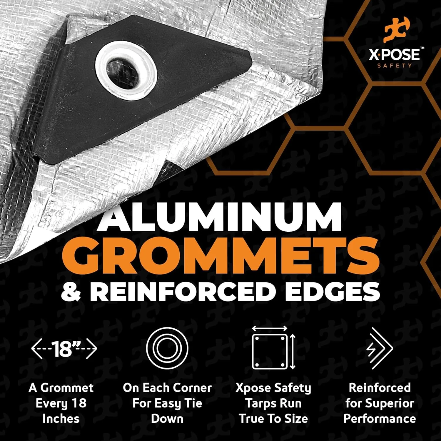 Heavy Duty Poly Tarp - 20' x 35' - 10 Mil Thick Waterproof, UV Blocking Protective Cover - Reversible Silver and Black - Laminated Coating - Grommets - by Xpose Safety