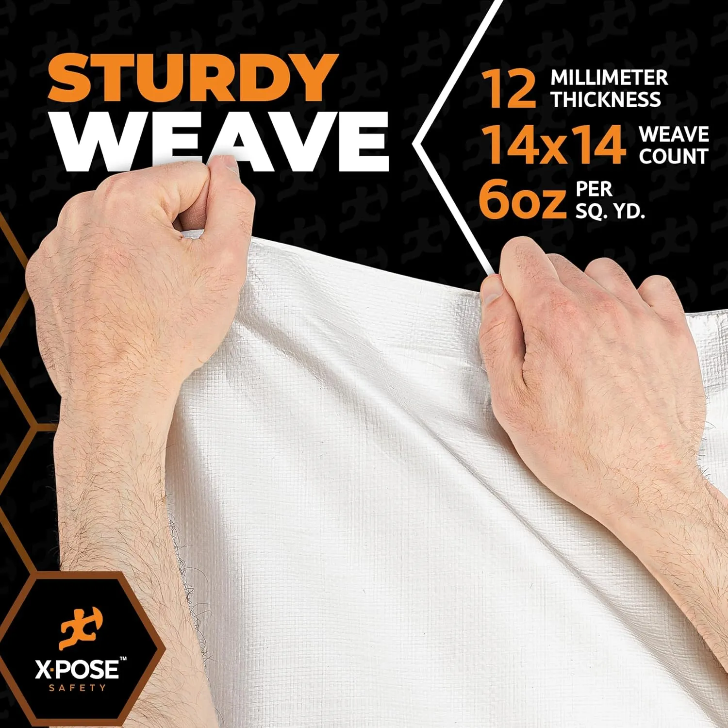 Heavy Duty White Poly Tarp 7' X 20' - Multipurpose Protective Cover - Durable, Waterproof, Weather Proof, Rip and Tear Resistant - Extra Thick 12 Mil Polyethylene - by Xpose Safety