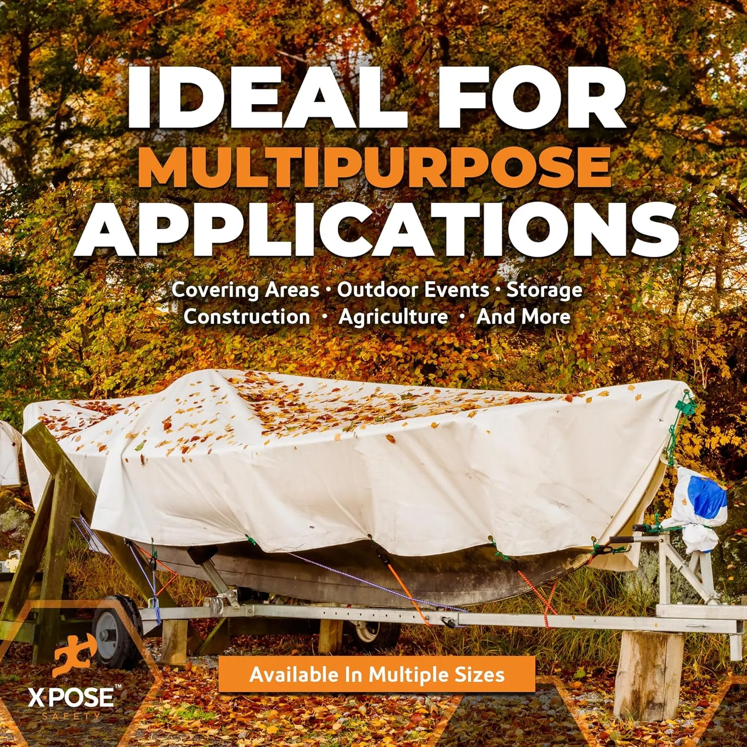 Heavy Duty White Poly Tarp 7' X 20' - Multipurpose Protective Cover - Durable, Waterproof, Weather Proof, Rip and Tear Resistant - Extra Thick 12 Mil Polyethylene - by Xpose Safety