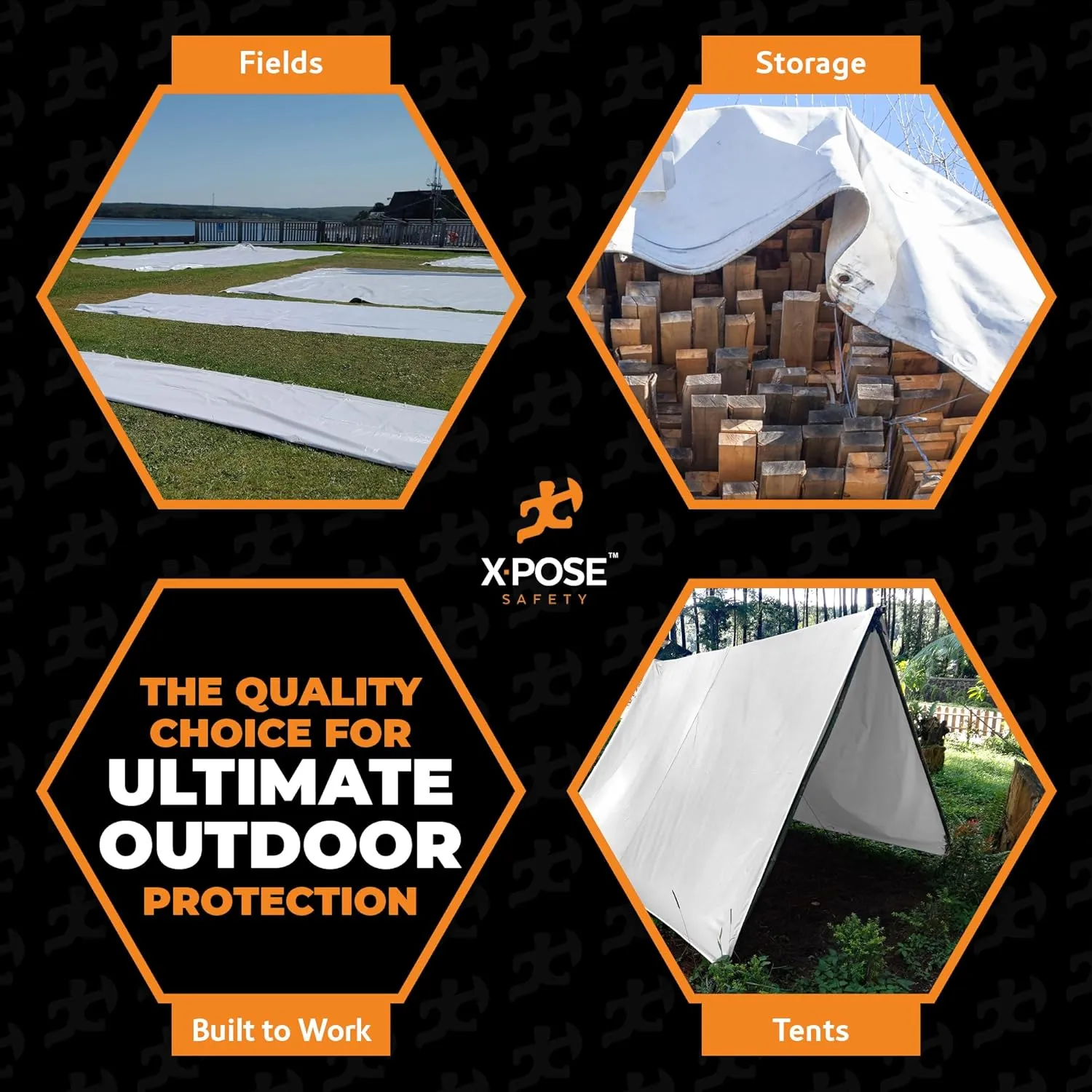 Heavy Duty White Poly Tarp 7' X 20' - Multipurpose Protective Cover - Durable, Waterproof, Weather Proof, Rip and Tear Resistant - Extra Thick 12 Mil Polyethylene - by Xpose Safety