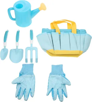HEMOTON 1Set Garden Tools Outdoor Gardening Kit for Boys and Includes Shovel Rake Watering Can Storage Bag Plastic Fun Gardening Activities