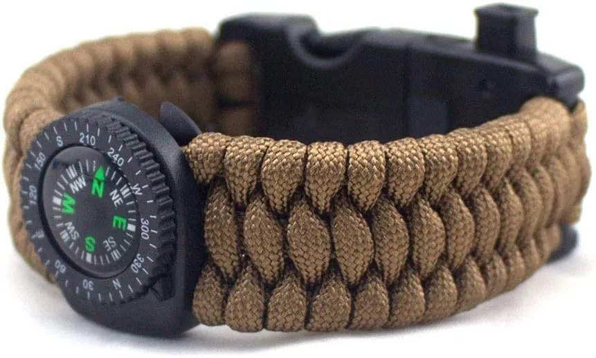 Hiking Compass Bracelet LED Lights Umbrella Rope Thermometer for Camping Outoor Survive Kits