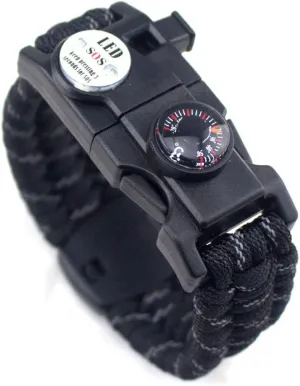 Hiking Compass Bracelet LED Lights Umbrella Rope Thermometer for Camping Outoor Survive Kits