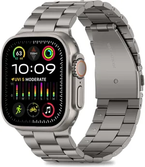 HITZEE Compatible with Apple Watch Ultra Band 49mm Business Stainless Steel Metal Strap Men Women Link Bands with Case Compatible for Apple Watch Ultra 2 Ultra, 49mm Titanium
