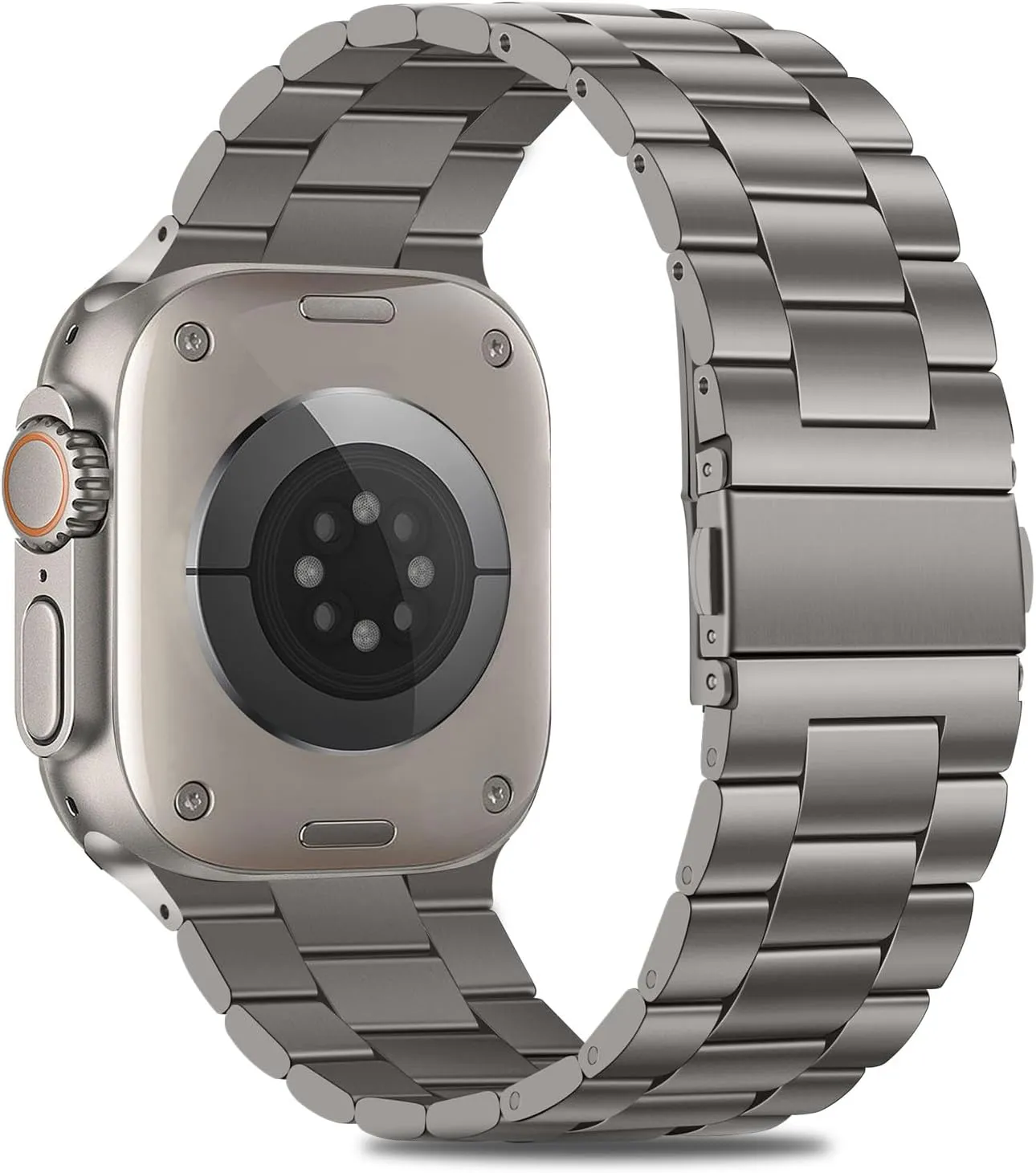 HITZEE Compatible with Apple Watch Ultra Band 49mm Business Stainless Steel Metal Strap Men Women Link Bands with Case Compatible for Apple Watch Ultra 2 Ultra, 49mm Titanium