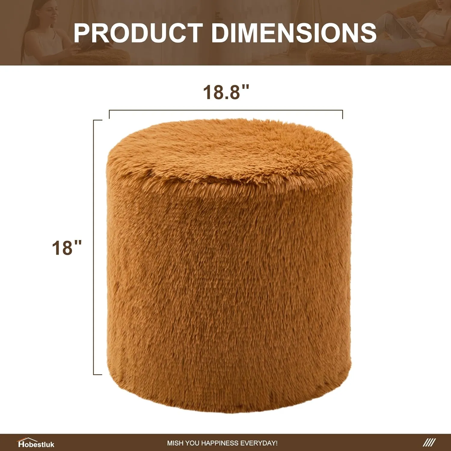 Hobestluk Bean Bag Chairs Ottoman for Adults Bean Bag Chair Footrest Foam Filled Ottoman of BeanBag Footstool of Lazy Sofa for Bedroom, Living Room, Apartment (Small, Caramel)