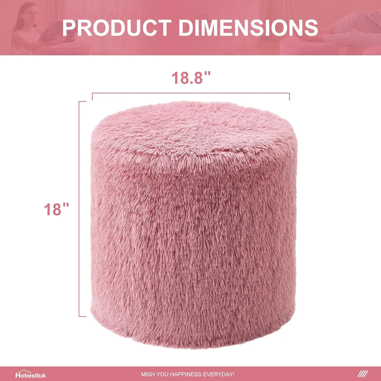 Hobestluk Bean Bag Chairs Ottoman for Adults Bean Bag Chair Footrest Foam Filled Ottoman of BeanBag Footstool of Lazy Sofa for Bedroom, Living Room, Apartment (Small, Pink)