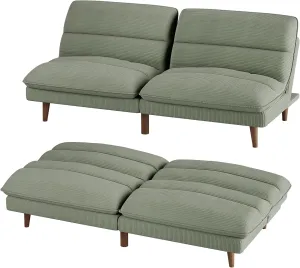 Homall Futon Couch, Modern Futon Sofa Bed with Adjustable Backrest, Convertible Sleeper Sofa Bed for Small Apartments, Loveseat, Office (Corduroy, Green)