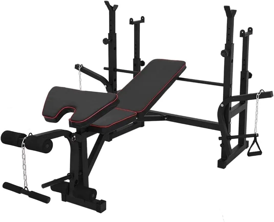 Home Dumbbell Bench All-in-One Weightlifting Bench Press Bench,Utility Barbell Bed Squat Rack,Heavy Duty Core Strength Training Fitness Equipment for Home Gym Full-Body Workout