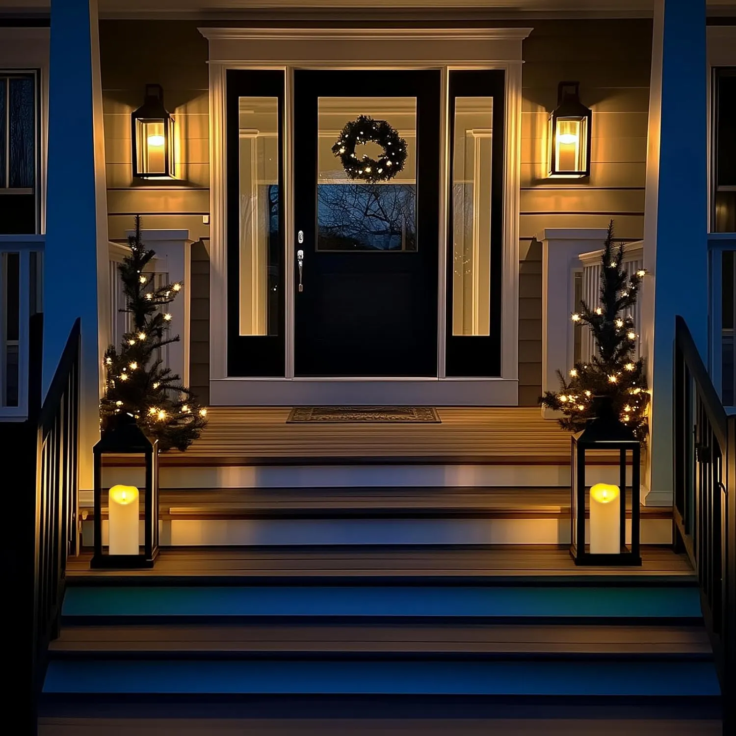 Homemory 4"x9" Outdoor Waterproof Flameless Candles with Timers and Remote Control, Battery Operated Candles, LED Plastic Candles, Ivory White, Set of 2