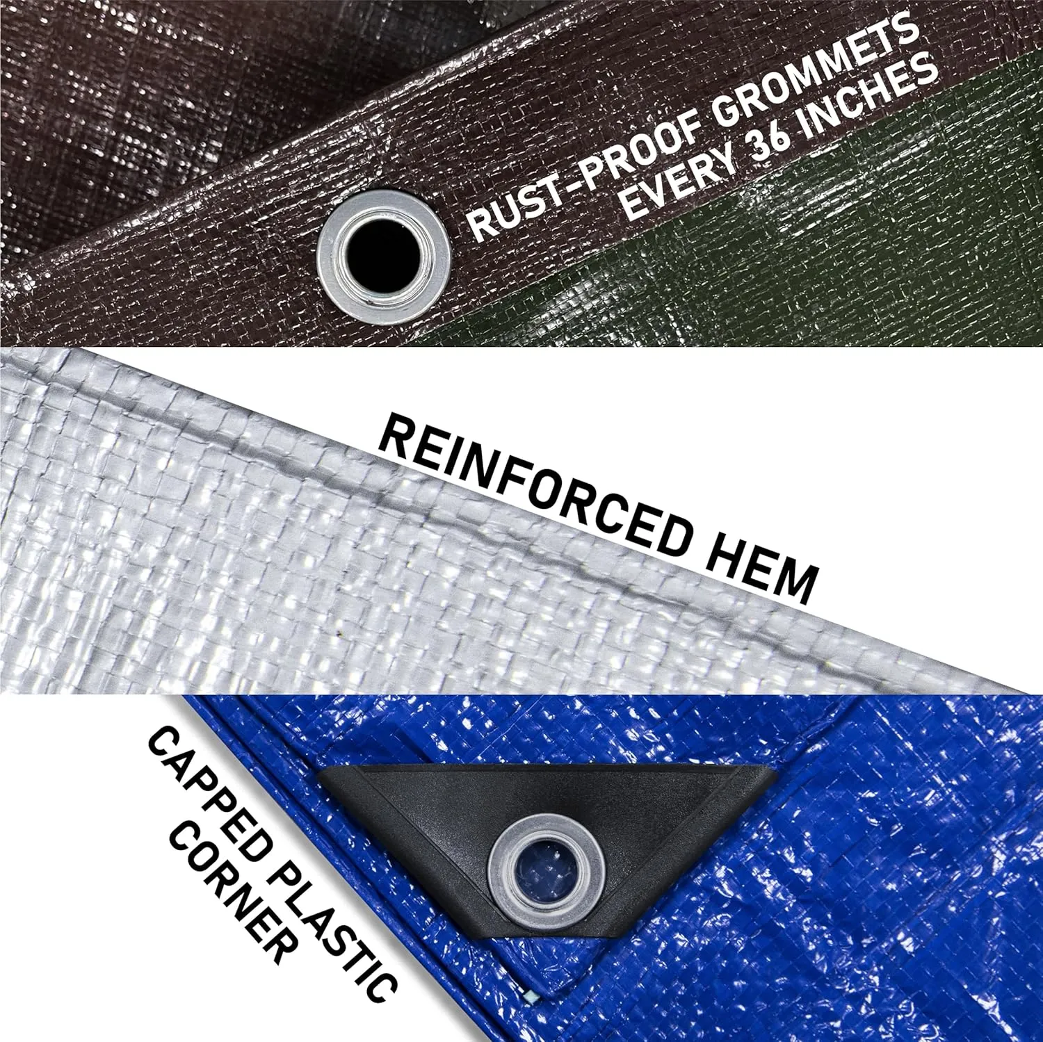 HOMESTEAD Waterproff Tarp 8' x 10', Medium Duty 10 Mil Poly Tarp Cover with Metal Grommets, Great for Outdoor Storage and Home Use - Silver/Black