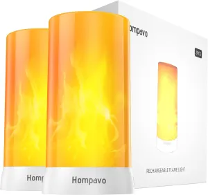 Hompavo 【Upgraded】 LED Flame Lights, 4-Mode Rechargeable Battery Operated Flameless Candles, Waterproof Pillar Flickering Lanterns for Living Room Bathroom Patio Wedding Party Halloween Home Decor