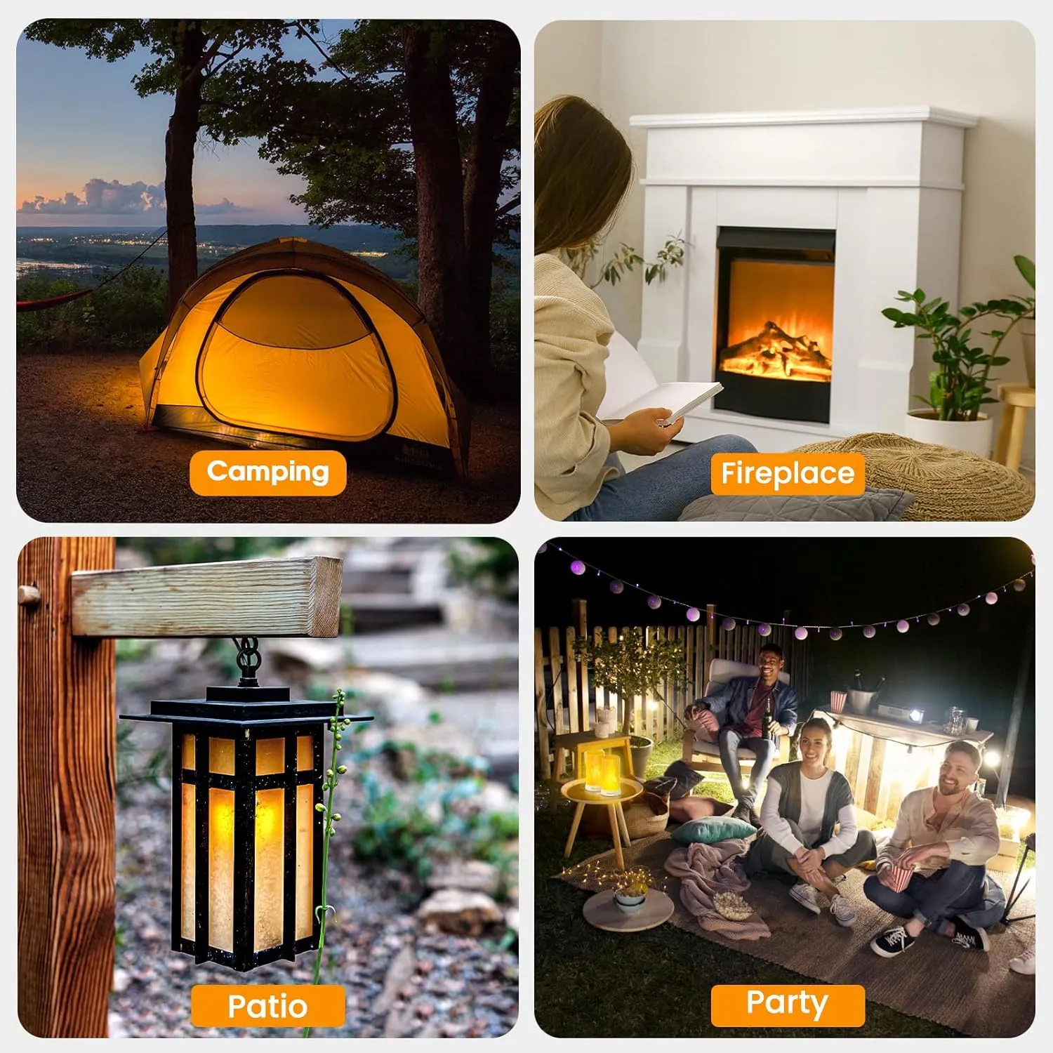 Hompavo 【Upgraded】 LED Flame Lights with Remote & Timer, 4-Mode Rechargeable Battery Operated Flameless Candles, Waterproof Pillar Flickering Lanterns for Bathroom Patio Wedding Halloween Home Decor